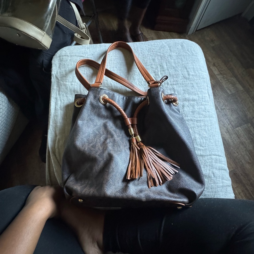 Michael Kors Brown Shoulder Bag with Quilted Design